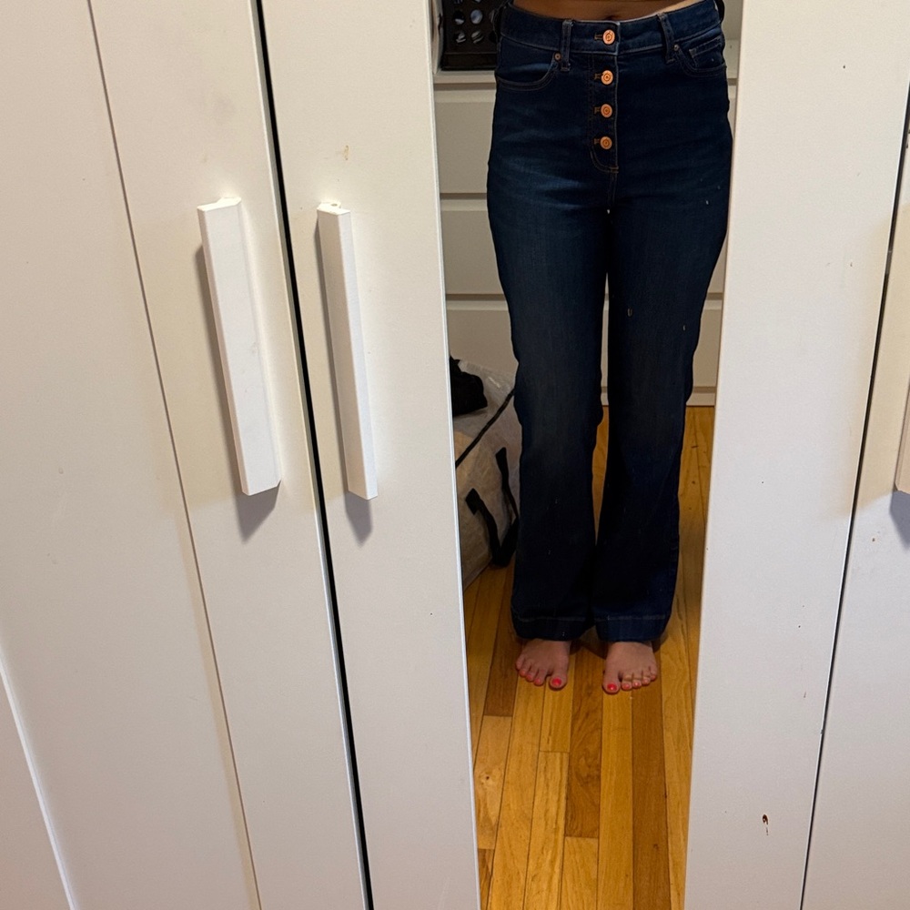 Women's Dark Blue High-Waisted flare Jeans